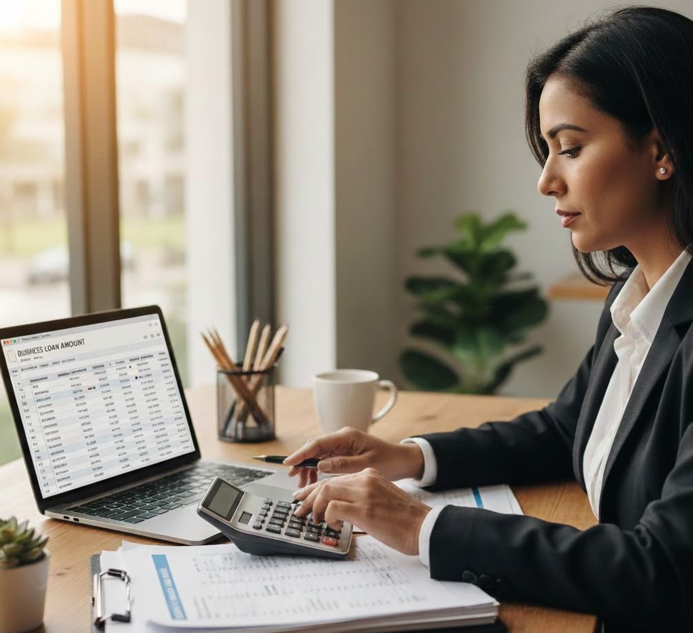 How Much Business Loan Can I Qualify For? Business owner calculating how much business loan they can qualify for.