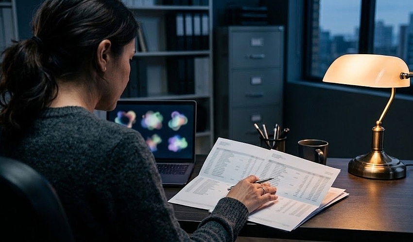 Business owner reviewing bank statements for business loans based on bank statements