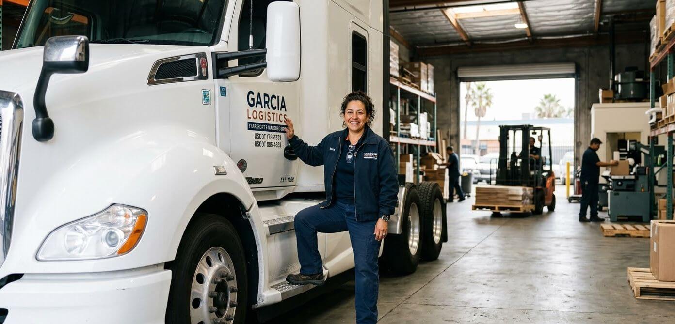 Small business owner standing next to commercially financed equipment at a worksite
