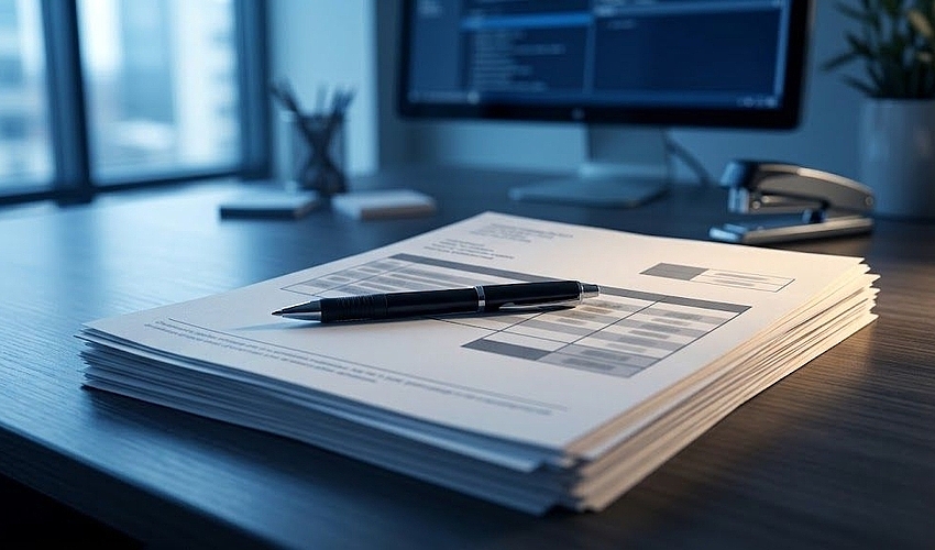 Stack of unpaid invoices representing recourse and non recourse factoring