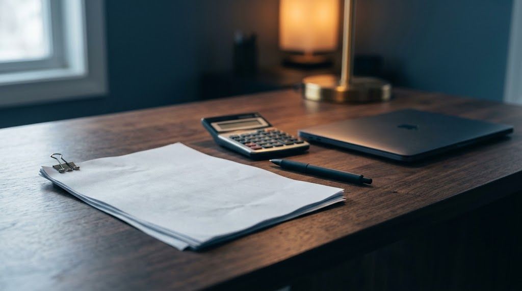 SBA Form 413: How to Complete a Personal Financial Statement for a Business Loan Paper forms, a pen and a calculator on a desk, ready for completing SBA Form 413