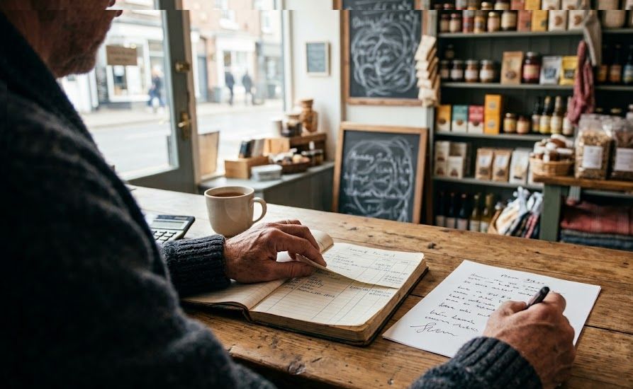 SBA Microloans: How They Work and How to Qualify Small business owner reviewing paperwork for an SBA microloan at a shop counter.