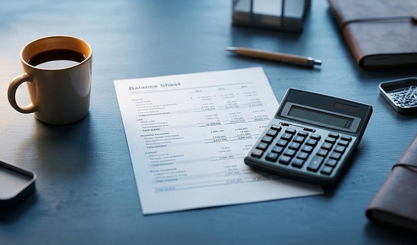 Balance sheet and calculator used to work out a working capital ratio